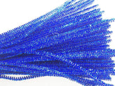 100pcs Pipe Cleaners Chenille Stems for DIY Art Supplies Craft Projects 6mmx30cm Christmas Pipe Cleaners Decoration, Glitter Blue